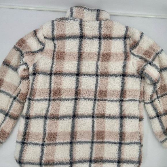 Abercrombie & Fitch Plaid / Sherpa Fleece / Quarter-Zip/ Jacket Pullover - Picture 4 of 10